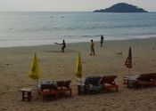 Beach Cricket, Cafe del Sol by unclelach.  Tags: Palolem, Goa, cricket, beach.
