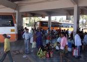 Busstand by vonkla.  Tags: Karnataka, Transportation, Buses in India, Train Stations.