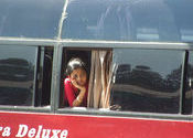The great adventure of travel (bus out of Hubli) by Sazjoe.  Tags: Hubli, Karnataka, Buses in India.