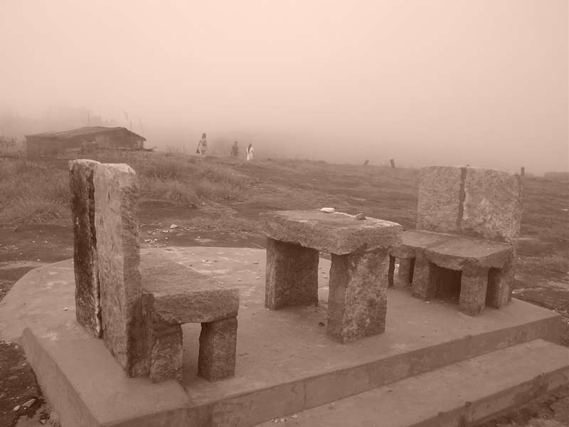 Sohra - stone chairs in the mist Sohra - stone chairs in the mist