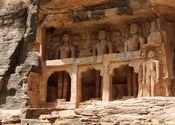 Jain statues near fort Gwalior by vonkla.  Tags: Madhya Pradesh, Gwalior, fort.
