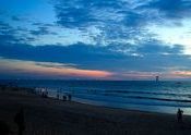 calangute beach, evening time by smnray.  Tags: Goa, Calangute, Calangute Beach, beach, evening.