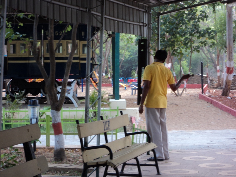 Driver announces the departure of Toy Train ride Driver announces the departure of Toy Train ride