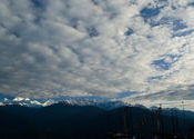 Kanchenjunga amidst blue sky in the morning from Pelling by nilanjanpal.  Tags: Sikkim, Pelling, Kanchenjunga, sky, morning.