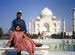 Newlyweds posing at the Taj