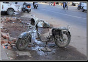 An ecological motorcycle by Safari-Pena.  Tags: Gujarat, Ahmedabad, motorcycle.