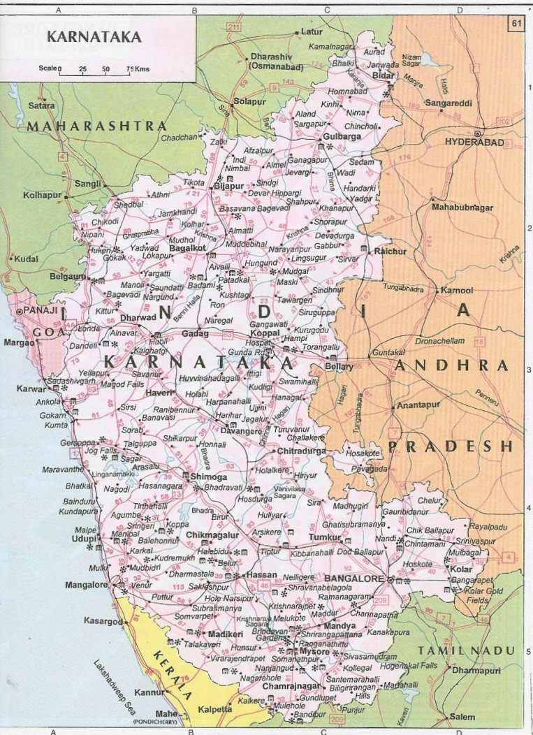 road map karnataka tourist map