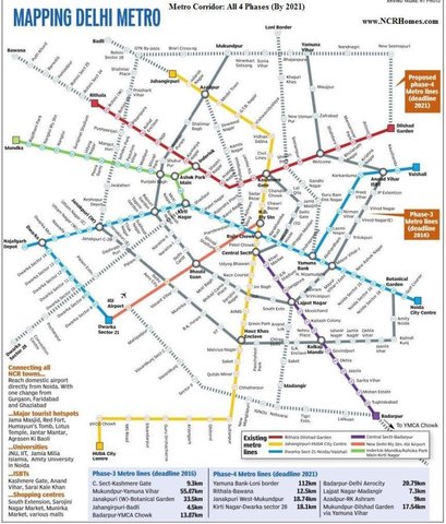 Delhi metro phase 4 map hd