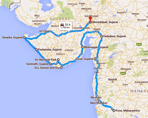 Coastal Highway Gujarat Map India Travel | Forum: Gujarat - Itinerary To Visit Gujarat 10 Days Plan -  Page 2